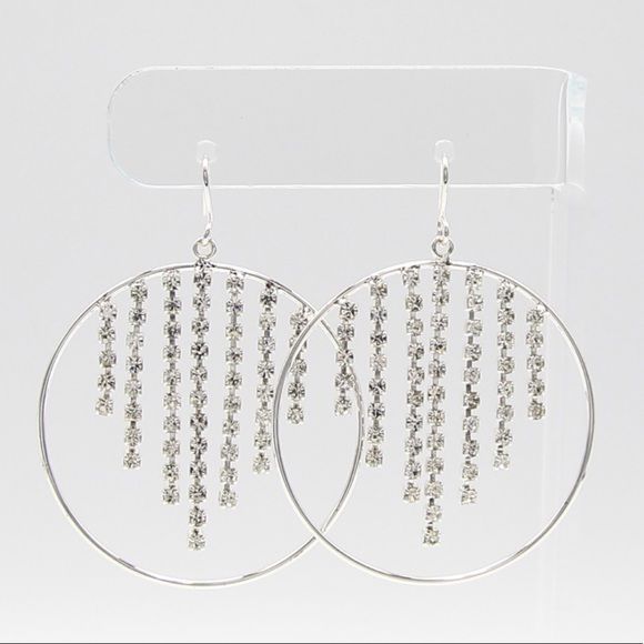 SomethingNiceee Jewelry - 🚨SOLD🚨Rhinestone Fringe Hoop Earrings